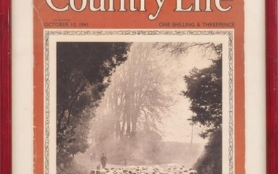 A Facsimile Cover for Country Life, Autumn Number, October 10 1941; off-set lithograph printed in colours, 43x30cm: together with three others similar, March 27 1942, September 11 1952, March 11th 1939, various sizes, ea. held in glazed red painted...
