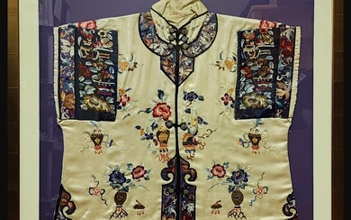 A Fine Chinese Silk Embroidered Blouse In A Frame