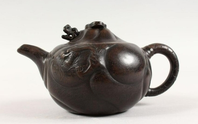 A GOOD CHINESE YIXING CLAY DRAGON TEAPOT, the body of