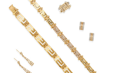 A GROUP OF BI-COLOR GOLD AND DIAMOND JEWELRY