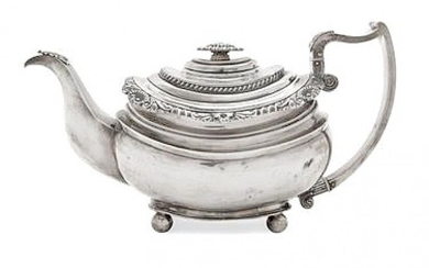 A George III silver teapot, London, c.1819,...