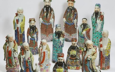 A Group of Fourteen 'Fu Lu Shou' Porcelain Figures