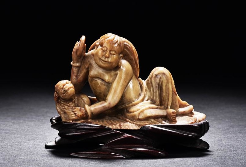 A JADE CARVED LIU HAI AND GOLDEN TOAD