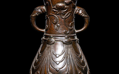 A Japanese Bronze Pear-Shaped Vase