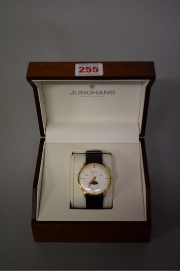 A Junghans 'Meister Kalendar' gold plated stainless steel automatic...