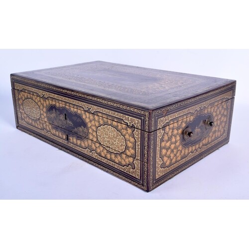 A LARGE EARLY 19TH CENTURY CHINESE EXPORT BLACK LACQUER SEWI...