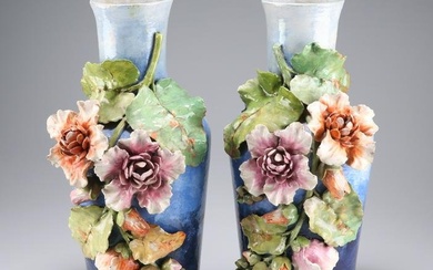A LARGE PAIR OF CONTINENTAL POTTERY VASES, LATE 19TH CENTURY