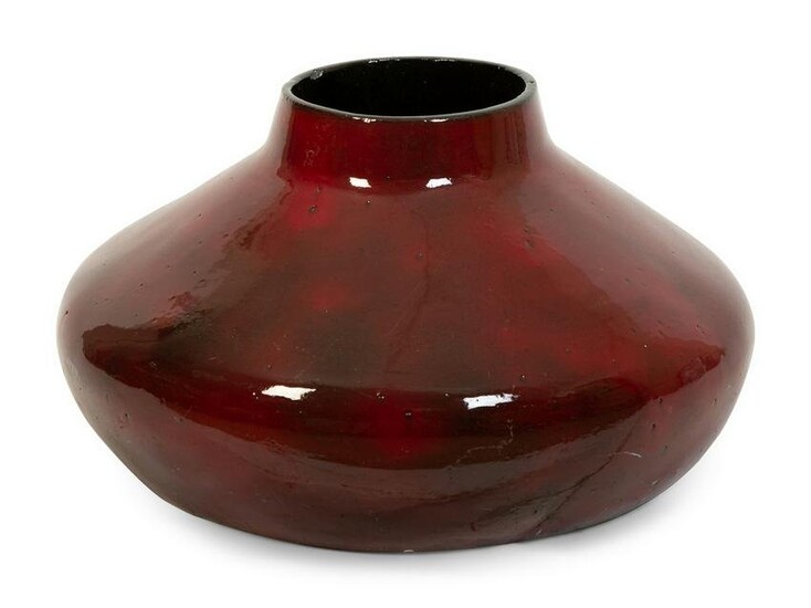A Large Contemporary Red-Glazed Pottery Vase