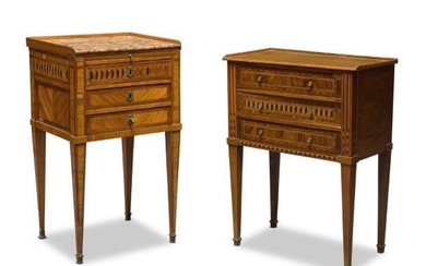 A Louis XVI Kingwood and parquetry table-en-chiffonier,...