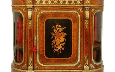 A Louis XVI Style Gilt Bronze Mounted Marquetry and