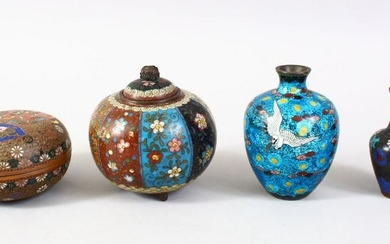 A MIXED LOT OF FOUR JAPANESE MEIJI PERIOD CLOISONNE