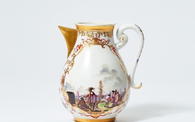 A Meissen porcelain coffee pot with a merchant navy scene