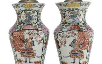 A PAIR CHINESE POLYCHROME ENAMELED PORCELAIN VASES 19TH CENTURY