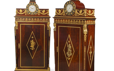 A PAIR OF FINE AND LARGE FRENCH ORMOLU-MOUNTED MAHOGANY SIDE...