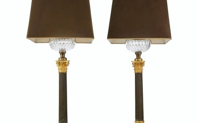 A PAIR OF LOUIS-PHILIPPE ORMOLU AND PATINATED BRONZE LAMPS, CIRCA 1840