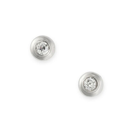 A PAIR OF SOLITAIRE DIAMOND STUD EARRINGS in 18ct white