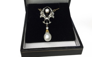 A PEARL AND DIAMOND NECKLACE