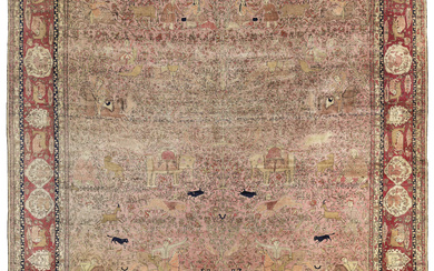 A PICTORIAL KASHAN 'MOHTASHAM' CARPET CENTRAL PERSIA, LATE 19TH CENTURY