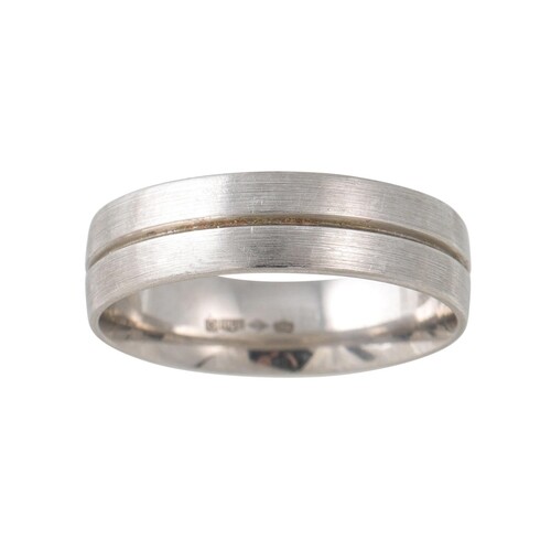 A PLATINUM RING, etched 950, size T