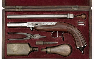 A Percussion Cased Parlor Pistol with Interchangeable