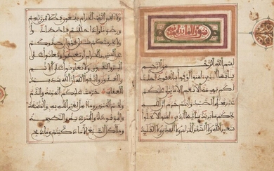 A Qur'an section, Morocco, 19th century, Arabic manuscript on paper,opening...