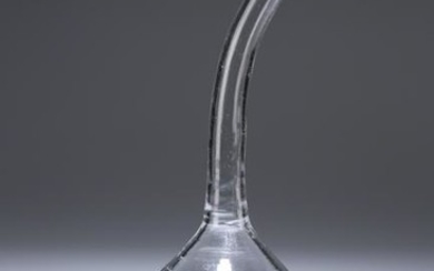 A RARE 18TH CENTURY GLASS WINE FUNNEL, with cranked