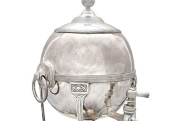 A REGENCY STYLE ELECTRO PLATED TEA URN, 19th...