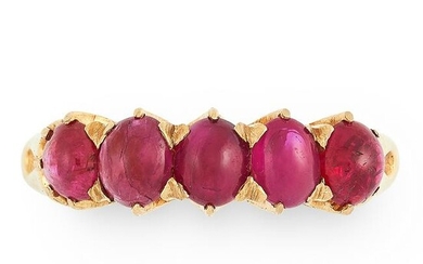 A RUBY DRESS RING in high carat yellow gold, set with a