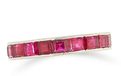 A RUBY FULL ETERNITY RING set with step cut rubies