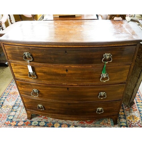 A Regency mahogany bow front chest, width 108cm, depth 54cm,...