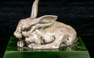 A Russian silver figure rabbit fashioned as a butler