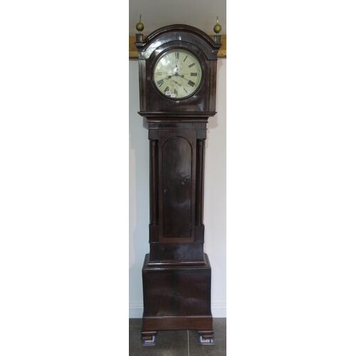 A Scottish mahogany 8 day striking longcase clock with a 13"...