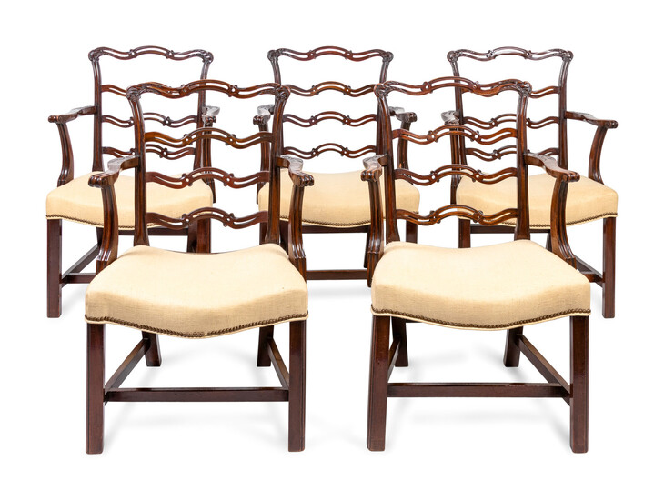 A Set of Five George III Style Mahogany Dining Chairs