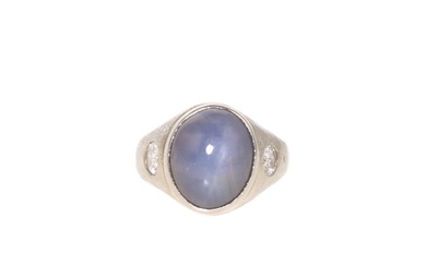 A Star Sapphire & Diamond Ring in 18K