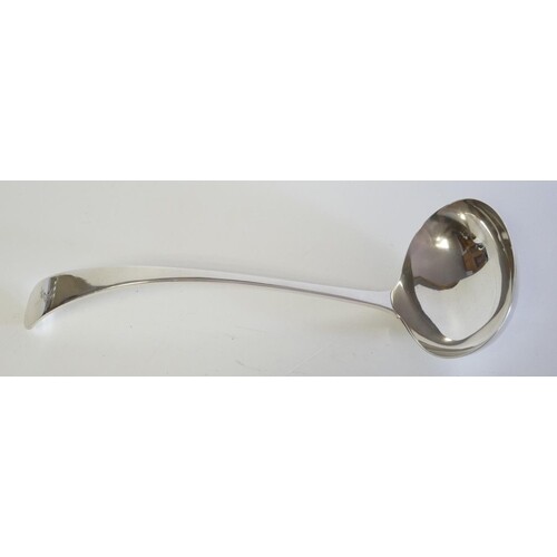 A VICTORIAN SILVER SOUP LADLE Plain form with engraved famil...