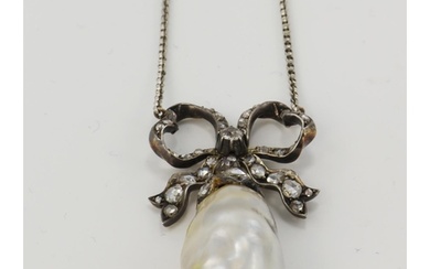 A Victorian diamond and natural saltwater pearl necklace, (t...
