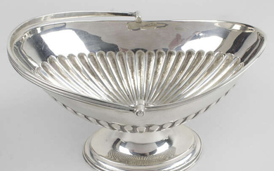 A Victorian silver pedestal sugar basket, together with a pair of sugar tongs. (2).