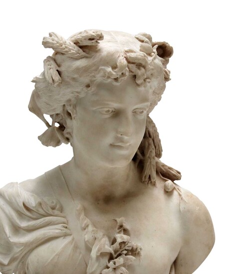 A carved marble bust emblematic of Flora