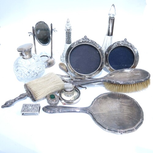 A collection of Victorian and later silver including a pair ...