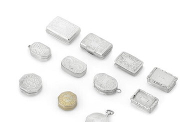 A collection of eleven silver vinaigrettes