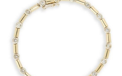 A diamond and fourteen karat gold bracelet