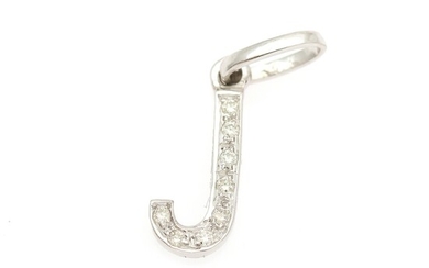 A diamond pendant in the shape of the letter “J” set with numerous brilliant-cut diamonds, mounted in 14k white gold. W. 0.7 cm. H. incl. eye-let 2.1 cm.