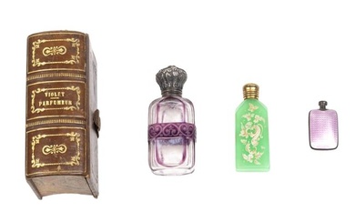 A group of five vintage and antique perfume flasks or bottles