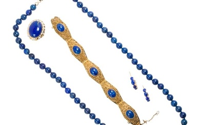 A group of lapis lazuli jewelry