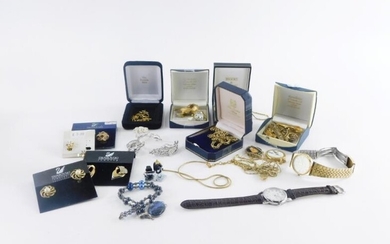 A group of modern costume jewellery and effects, wristwatches...