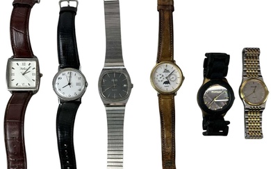 A group of six gentleman's wristwatches including Accurist, Timex, Corvette,...