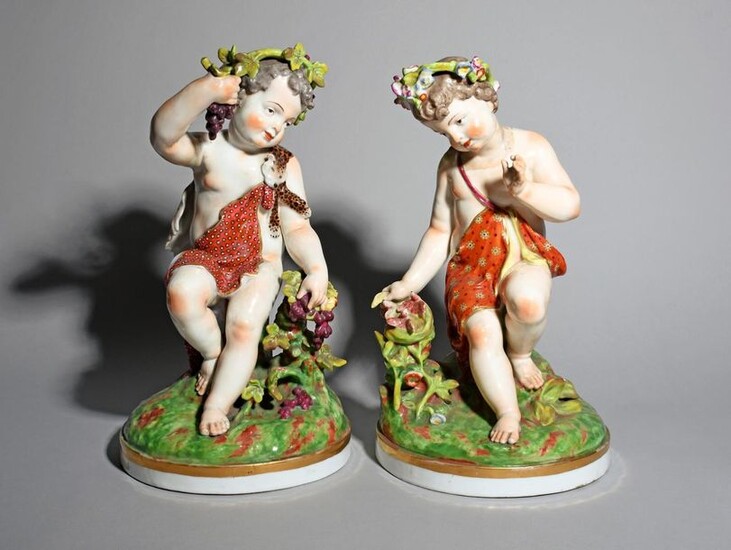 A large pair of Continental porcelain figures of...