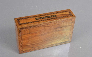 A late 19th-Early 20th Century Sorrento Ware marquetry inlaid postcard box