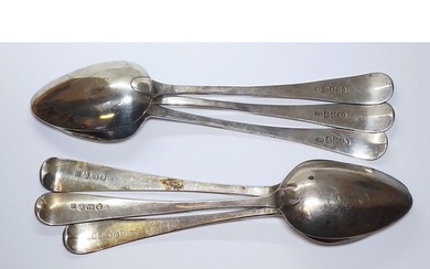 A matched set of six George III silver desert spoons; one pa...