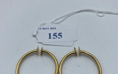 A pair of 18ct gold clip hoop earrings. 6.00g.